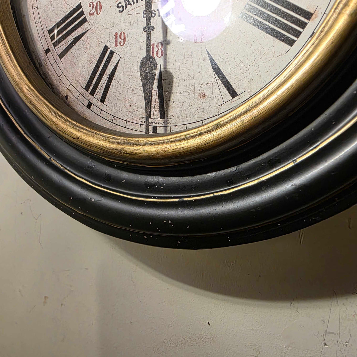 Saint Sulpice Bistro Black & Gold Frame Round Wall Clock