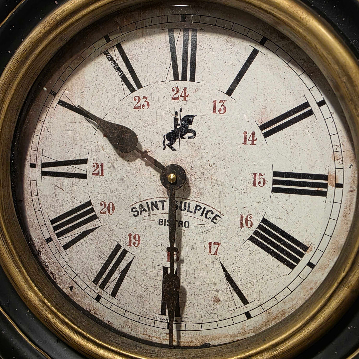 Saint Sulpice Bistro Black & Gold Frame Round Wall Clock