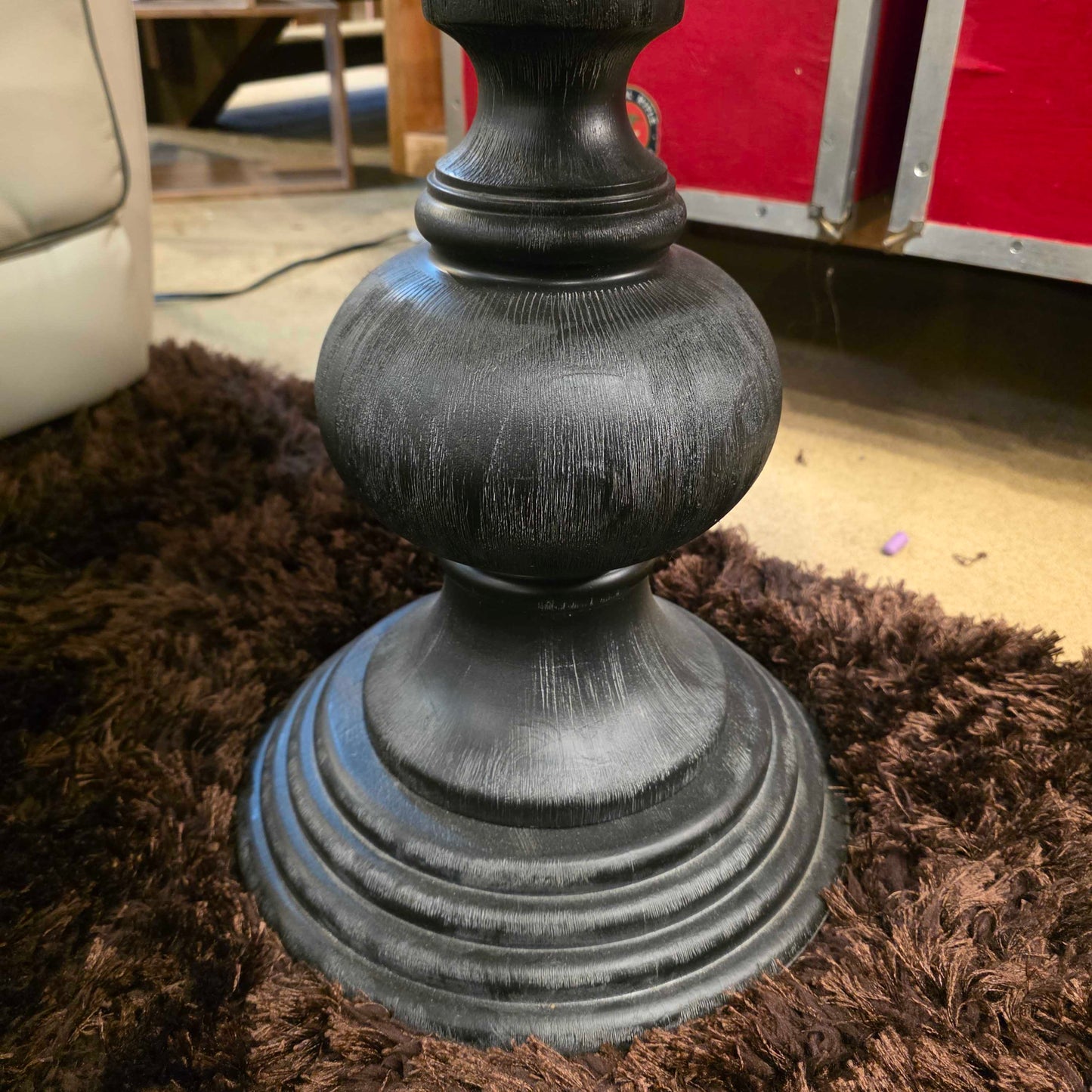 Rustic Circular Book Matched Top Black Base End Table C SIDE TABLES