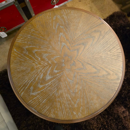 Rustic Circular Book Matched Top Black Base End Table C SIDE TABLES