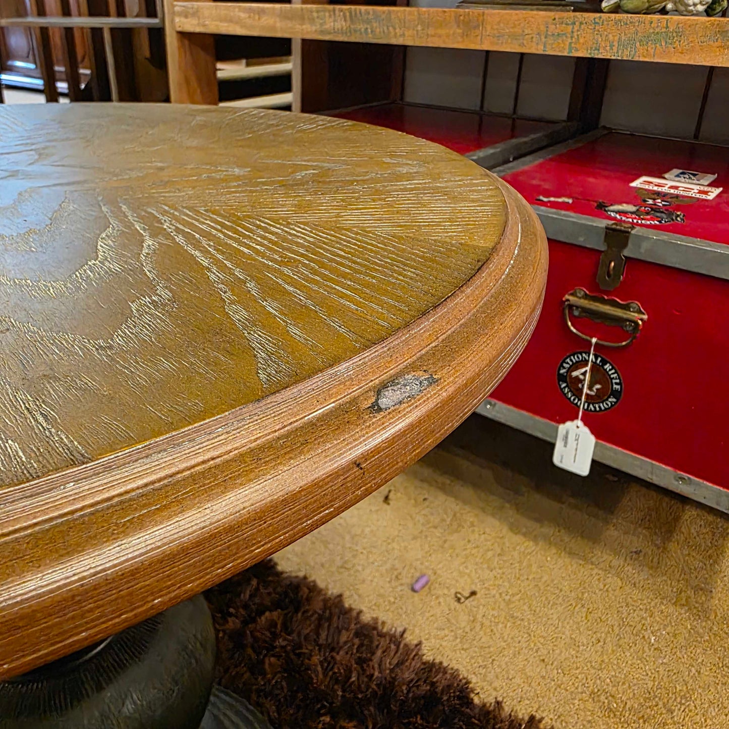 Rustic Circular Book Matched Top Black Base End Table C SIDE TABLES