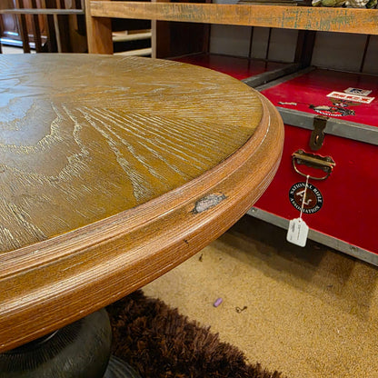 Rustic Circular Book Matched Top Black Base End Table C SIDE TABLES