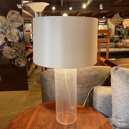 Tall Cylindrical Etched Glass Lamp