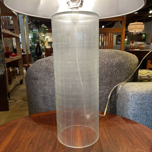 Tall Cylindrical Etched Glass Lamp LAMPS