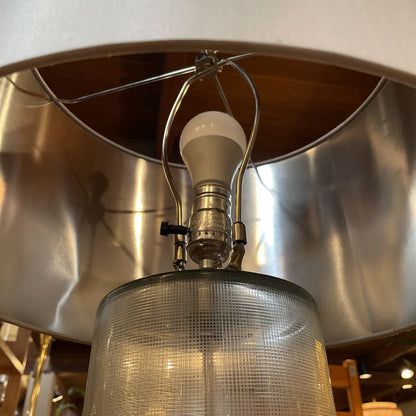 Tall Cylindrical Etched Glass Lamp