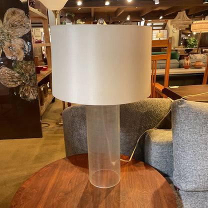 Tall Cylindrical Etched Glass Lamp