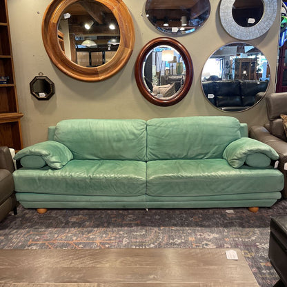 Green 2 Seat Leather Sofa (as is)
