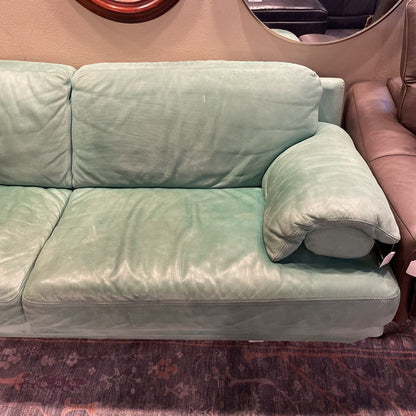 Green 2 Seat Leather Sofa (as is)