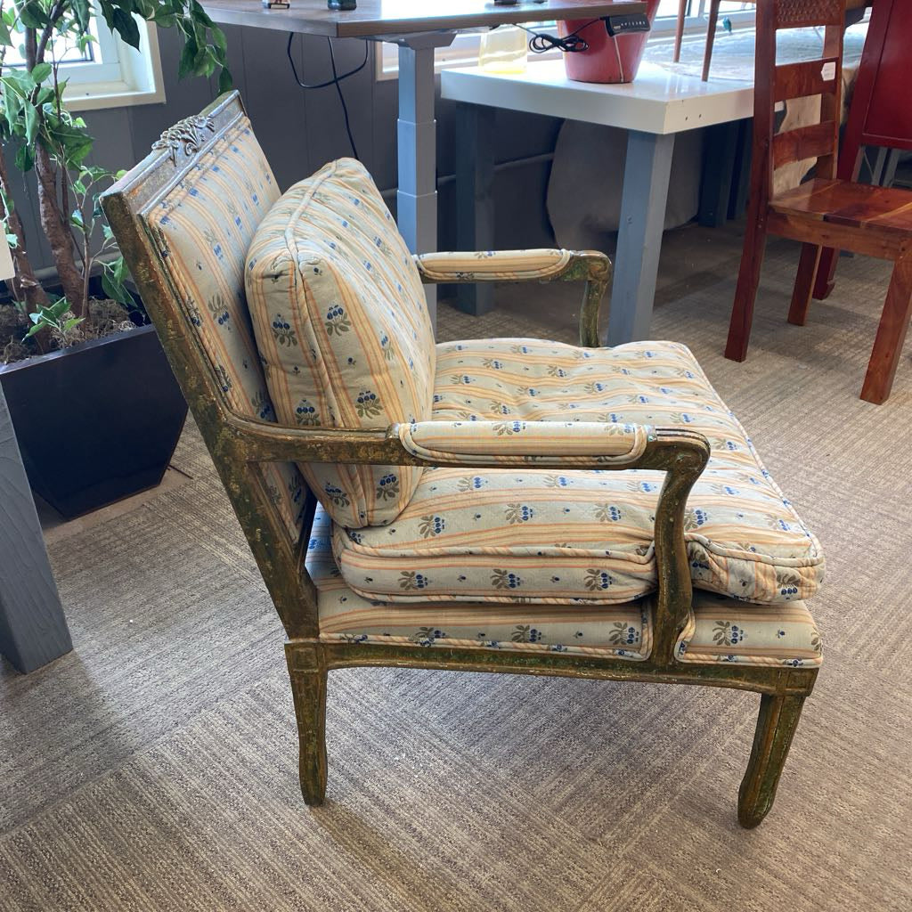 French Antique Style Distressed Finish Armchair
