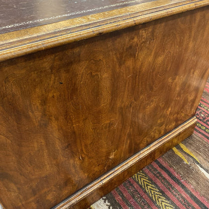 Large French Burl Leather Top Side Cabinet (AS IS)