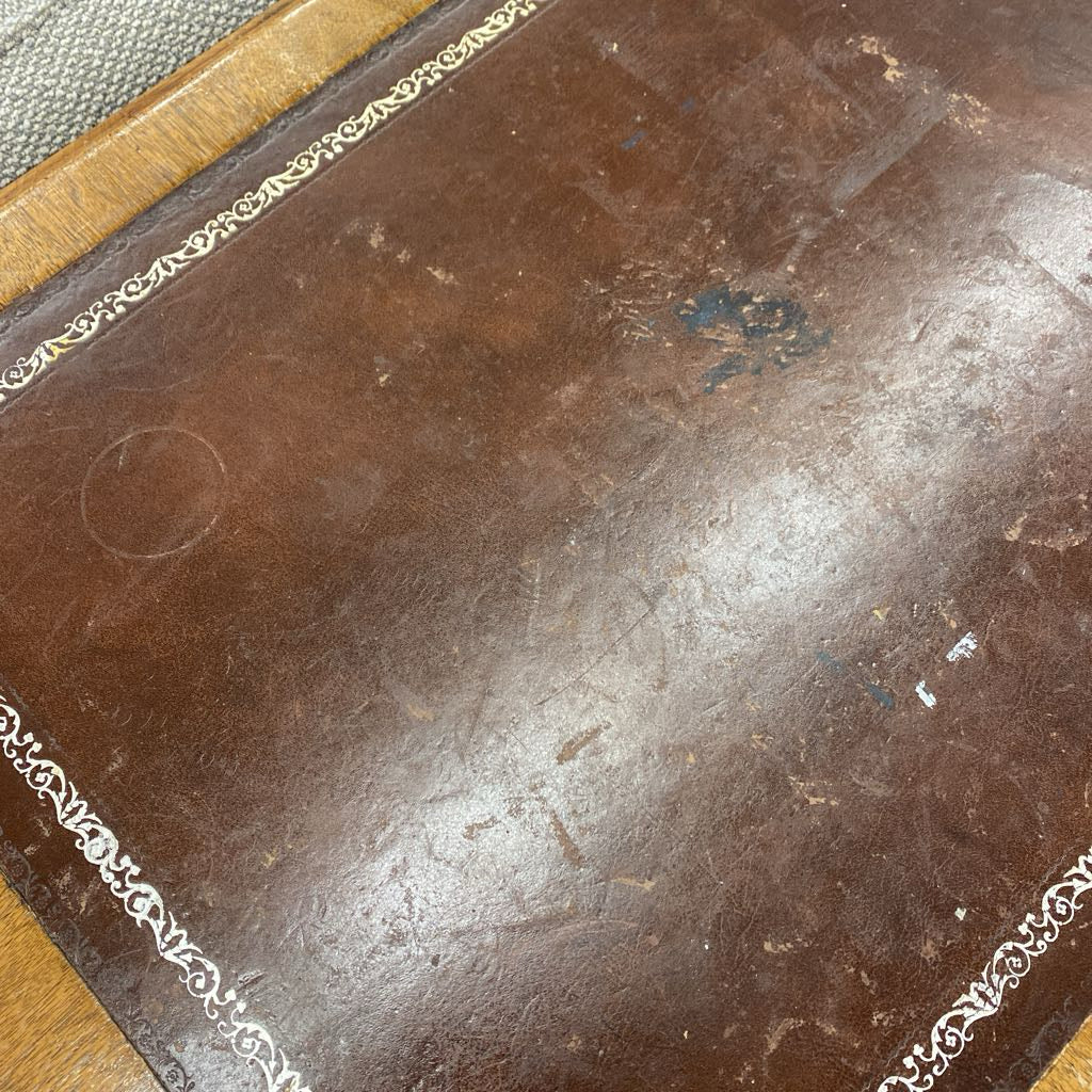Large French Burl Leather Top Side Cabinet (AS IS)