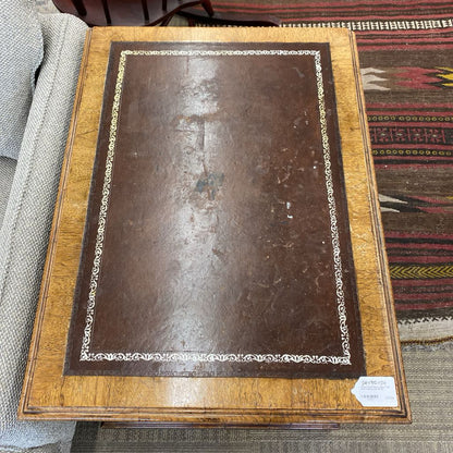 Large French Burl Leather Top Side Cabinet (AS IS)