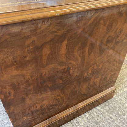French Burl Leather Top Side Cabinet (AS IS)