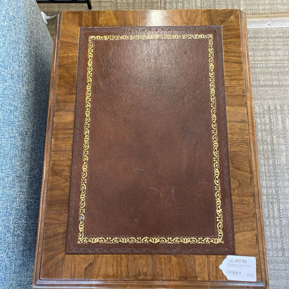 French Burl Leather Top Side Cabinet (AS IS)