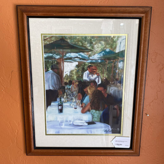 Signed & Numbered Oil Pastel Bistro Scene Print ART