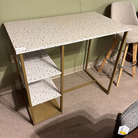 Faux Terrazo Bar Table w Shelves