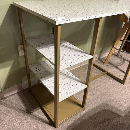 Faux Terrazo Bar Table w Shelves