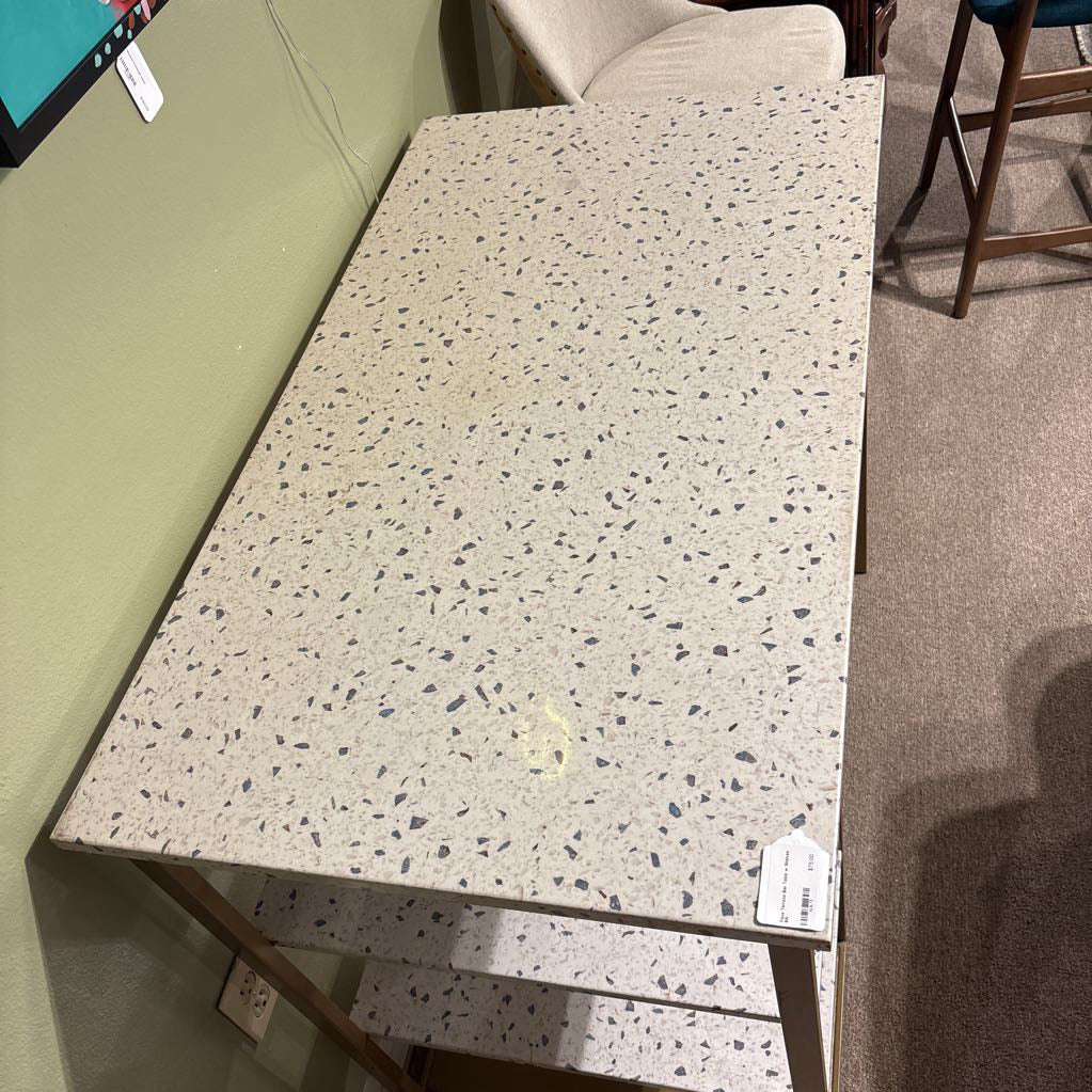 Faux Terrazo Bar Table w Shelves