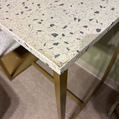 Faux Terrazo Bar Table w Shelves