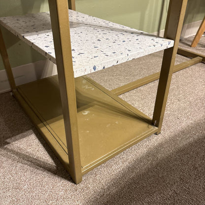 Faux Terrazo Bar Table w Shelves