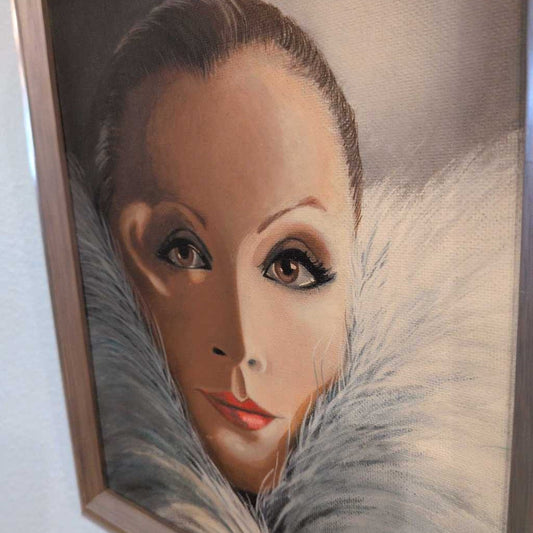Fabulous Diva in Feather Boa Portrait ART