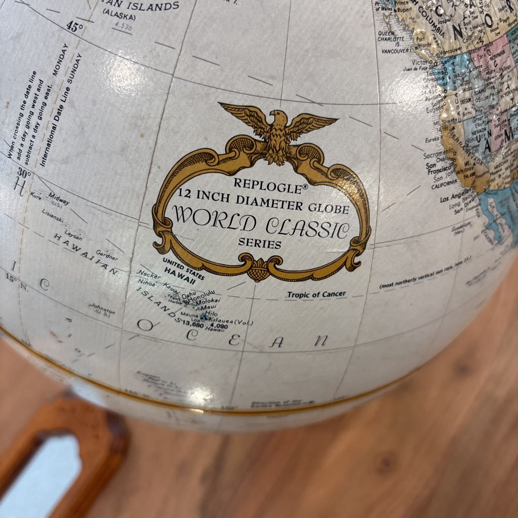 Globe on Wood Base Made in USA
