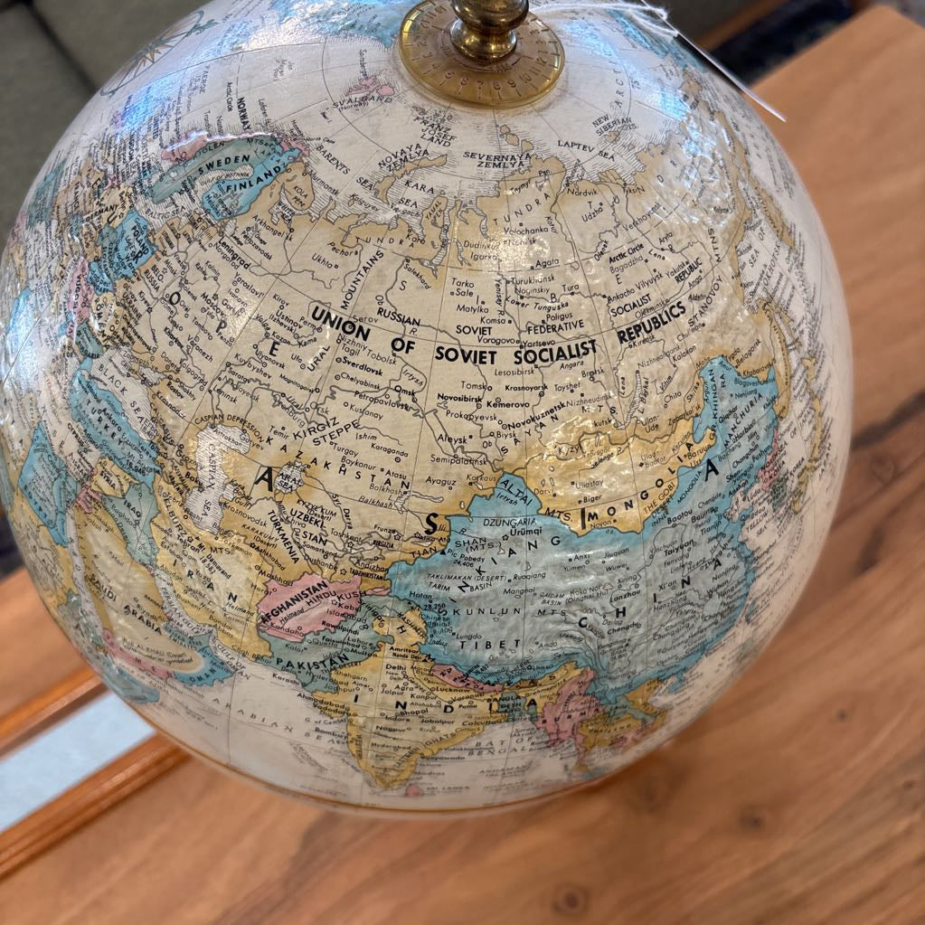 Globe on Wood Base Made in USA