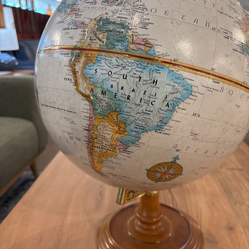 Globe on Wood Base Made in USA
