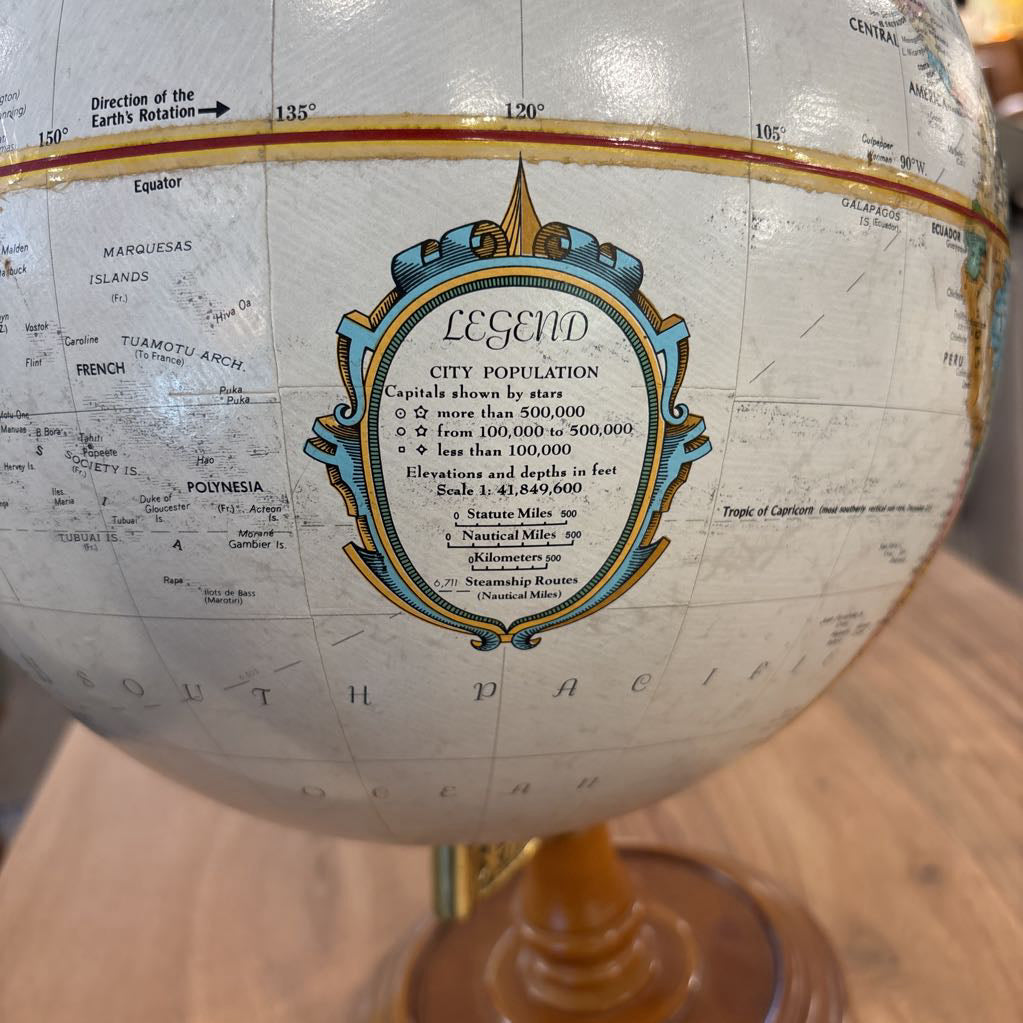 Globe on Wood Base Made in USA