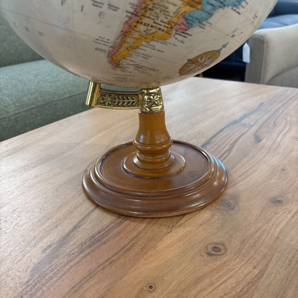 Globe on Wood Base Made in USA