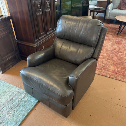 Grey Leather Manual Recliner