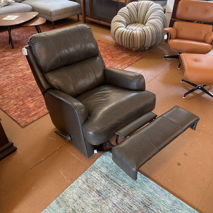 Grey Leather Manual Recliner
