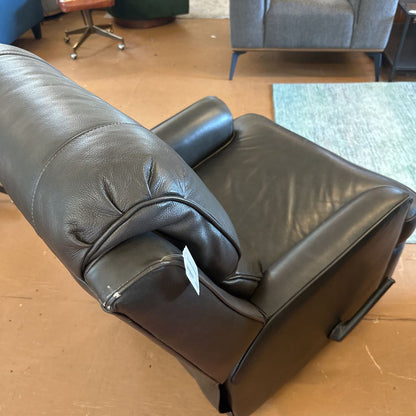 Grey Leather Manual Recliner