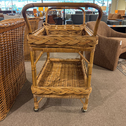 Coastal Rattan Bar Cart w Drink Insert C BAR CARTS
