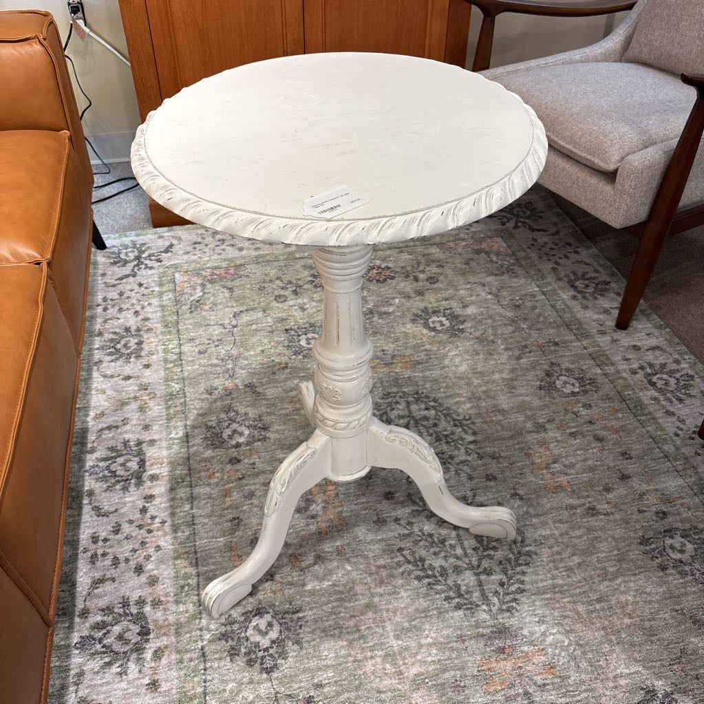 Painted White Pedestal Tall Side Table