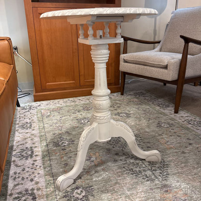 Painted White Pedestal Tall Side Table