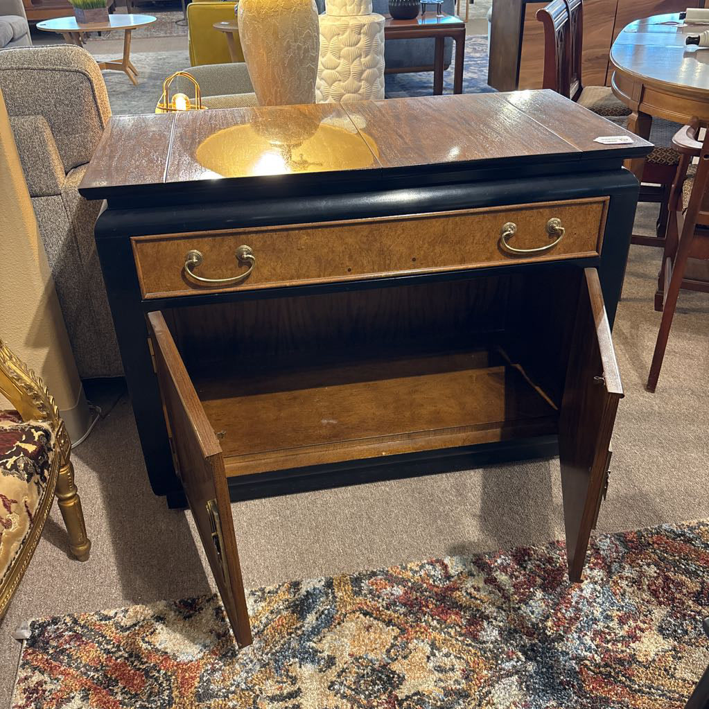 Chin Hua Burled Wood & Black Lacquer Bar Sideboard C BAR SERVERS