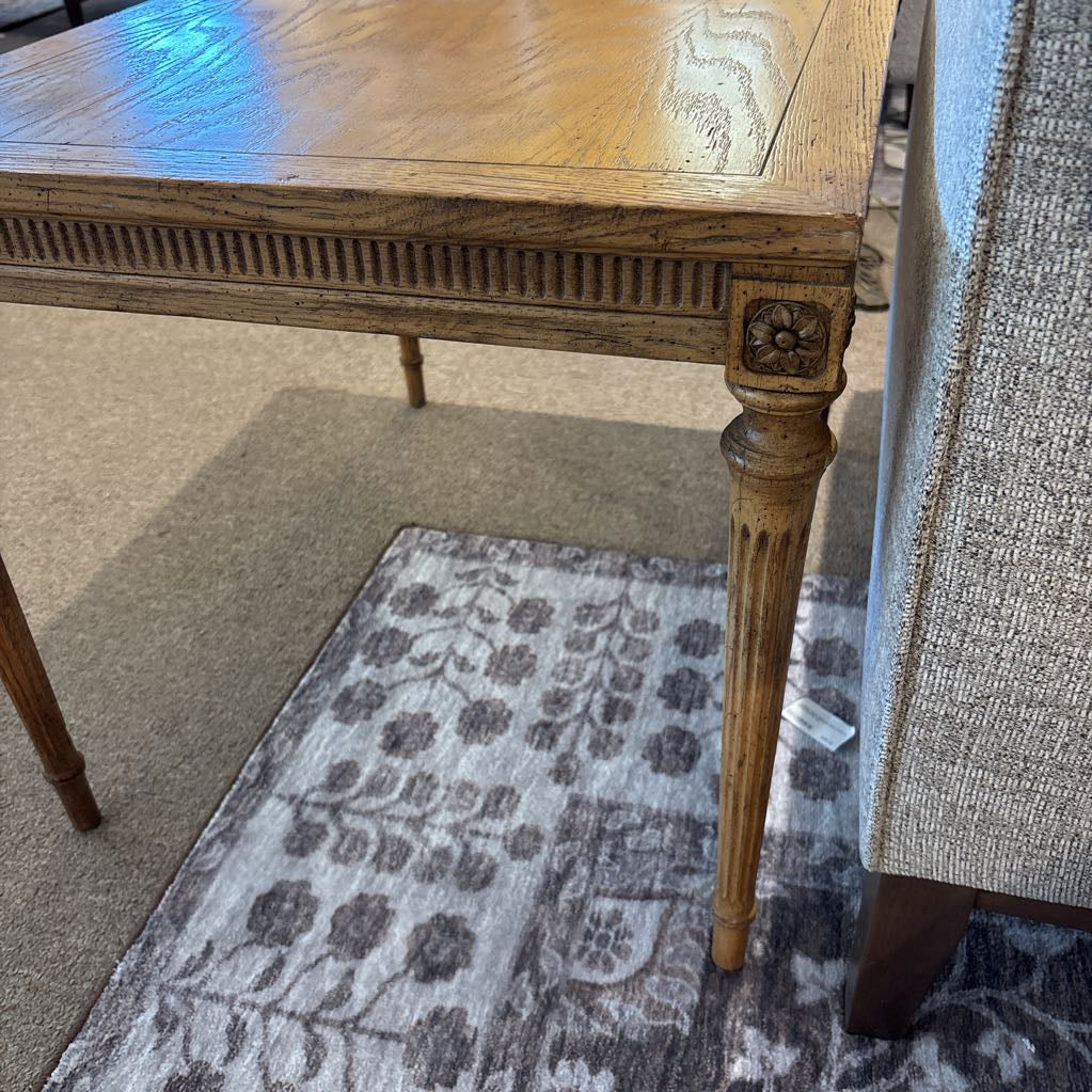 Parisian Style Square End Table w Floral Details