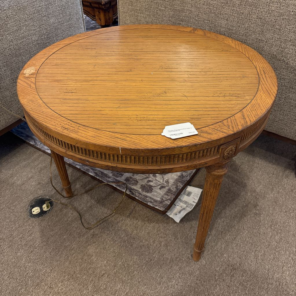 Parisian Style Round End Table w Floral Details