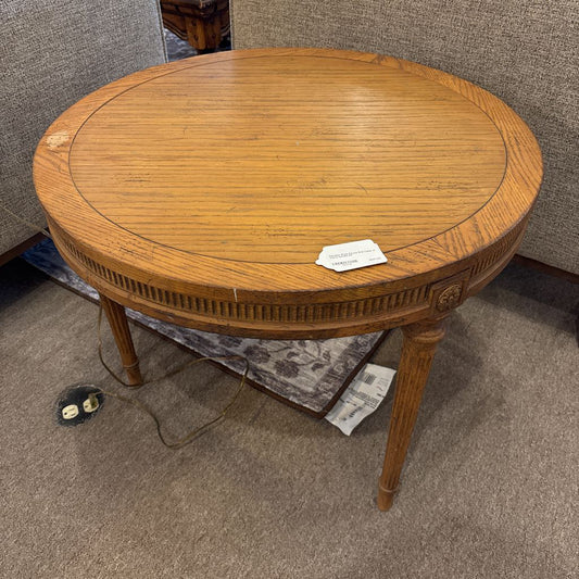 Parisian Style Round End Table w Floral Details