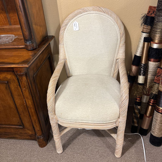 Twisted Rattan Coastal Whitewash Accent Chair