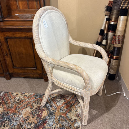 Twisted Rattan Coastal Whitewash Accent Chair