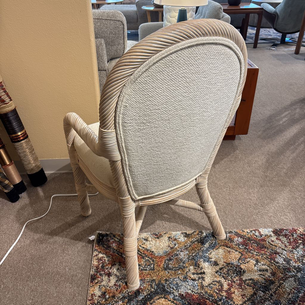 Twisted Rattan Coastal Whitewash Accent Chair