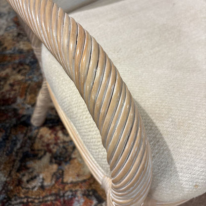 Twisted Rattan Coastal Whitewash Accent Chair