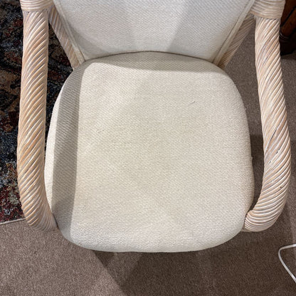 Twisted Rattan Coastal Whitewash Accent Chair