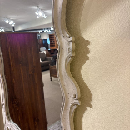 Ornate Carved White Wash Mirror