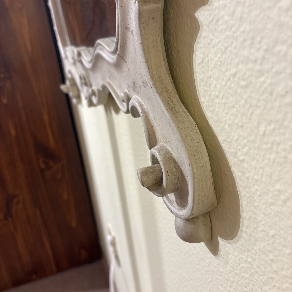 Ornate Carved White Wash Mirror