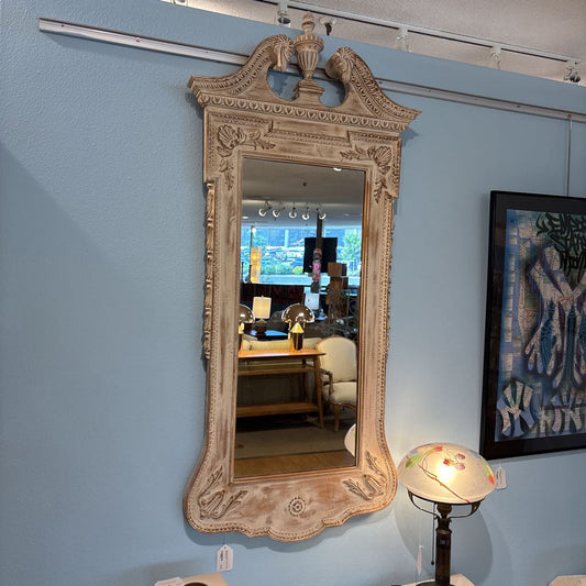 Italian Style White Washed Ornate Tall Mirror