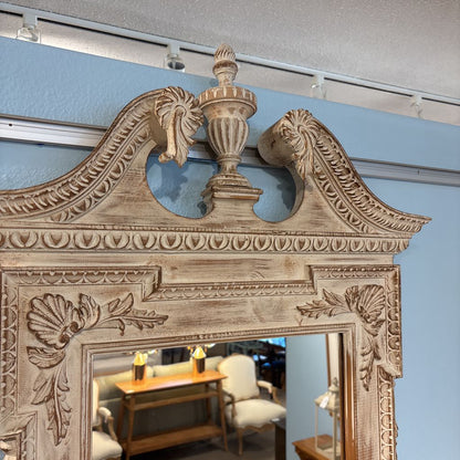 Italian Style White Washed Ornate Tall Mirror