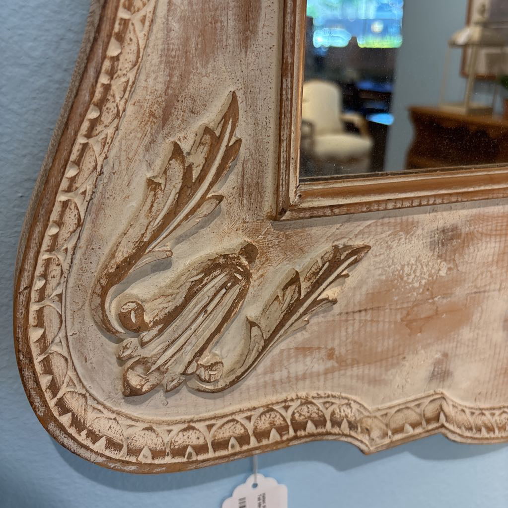 Italian Style White Washed Ornate Tall Mirror